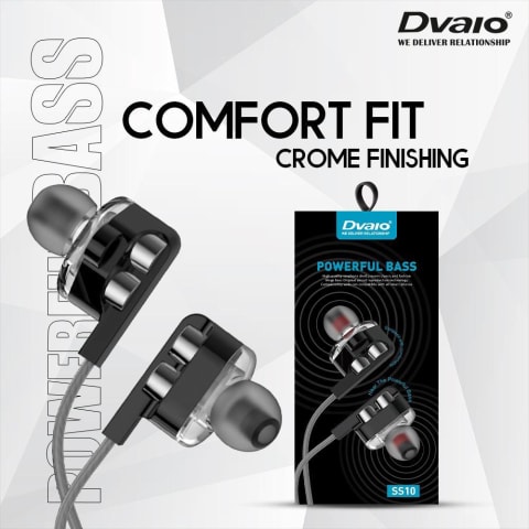 Dvaio Powerfull Bass SS10 Wired In the Ear, With mic, White Color